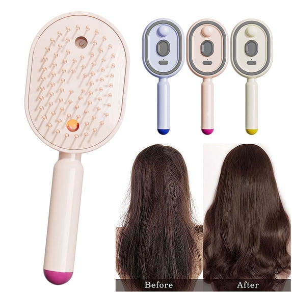 2026 New Electric Steam Hair Brush,Rechargeable Steam Hair Straightener &Detangler, Wet Electric Hairbrush, Detangling Steam Brush Air Cushion Mister, Reduce Frizz, Nourishes Hairs, Anti-Static