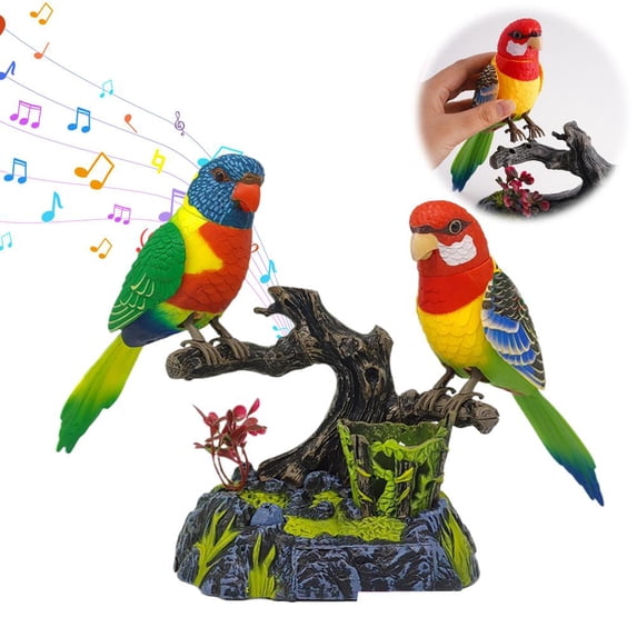 2026 New Electric Voice-Activated Chirping Bird Interactive Decor,Realistic Singing & Body Moving Birds Ornament, Interactive Motion-Activated Singing Bird,Perfect Home & Office Decor
