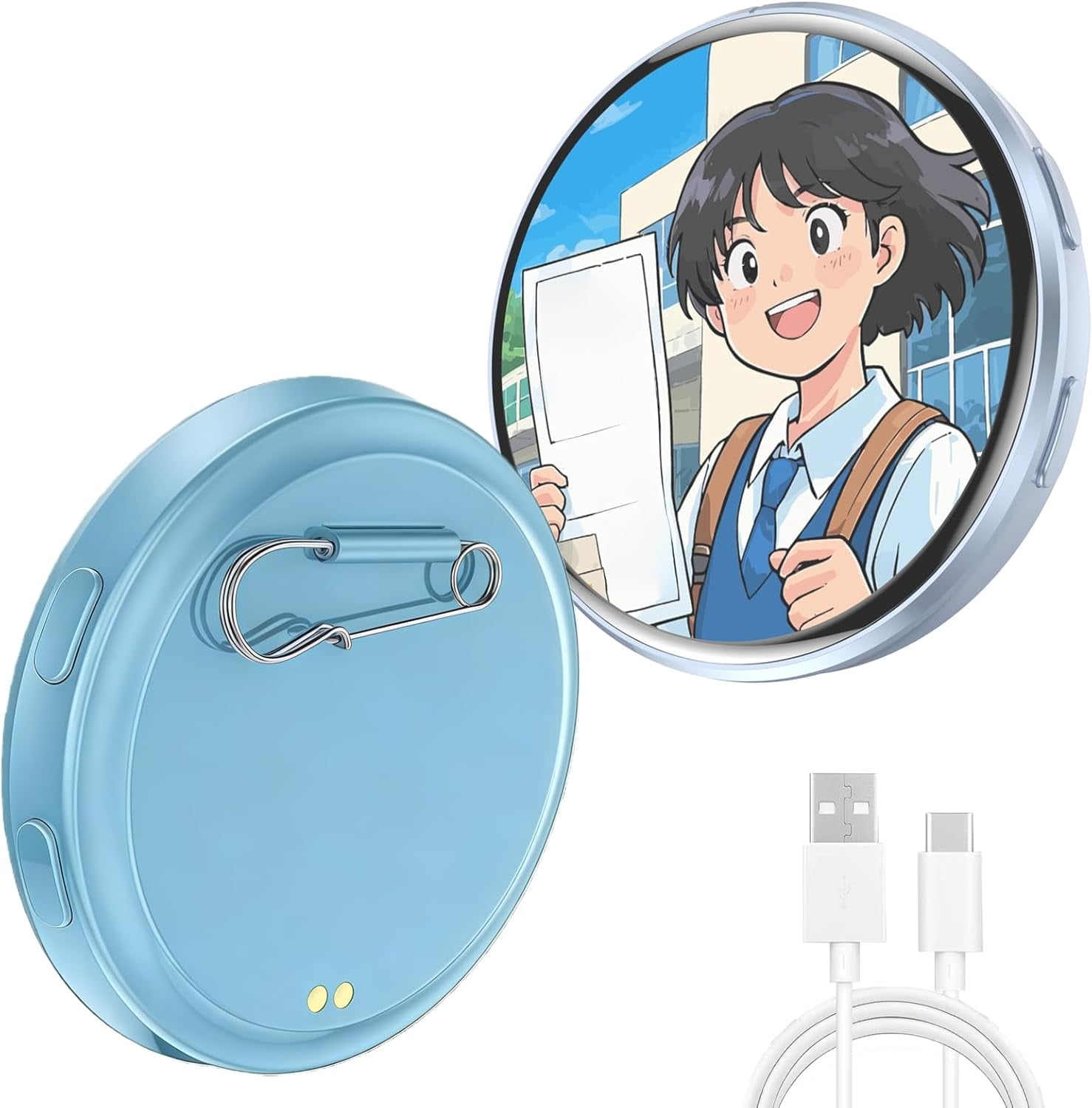 2026 New Electronic Badge Digital Display Pin, with 1.8'' IPS Touch Screen, Bluetooth App Control, Customizable Photo Slideshow & Video Display,for Keychain/Backpack/Ita Bag Accessory