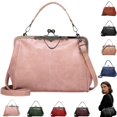 thumbnail image 1 of 2026 New Elegant Waterproof Women Leather Kiss-Lock Tote Handbag, Vintage Crossbody Purse for Daily Use, Work, Travel and Casual Outings, 1 of 7