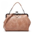 thumbnail image 1 of 2026 New Elegant Waterproof Women’s Leather Kiss-Lock Tote Handbag, Oil Leather Shoulder & Crossbody Bag for Daily Use, 1 of 6