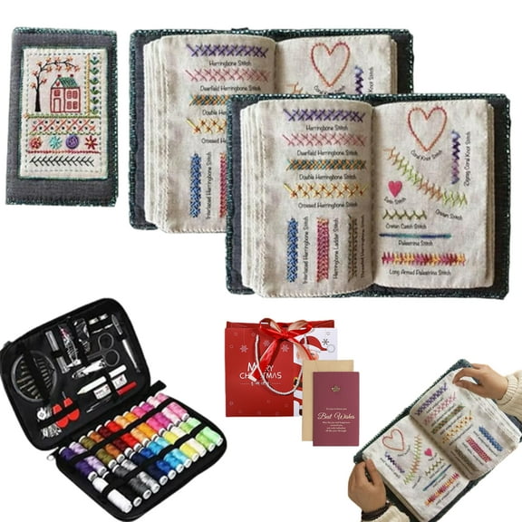 2026 New Embroidery Stitch Book Kit - Portable All Scenario All-in-One Embroidery Stitch Book Sewing Kit, Comes with Complete Toolkit and Instructional Tutorial for Beginners and Craft Lovers (1 Set)