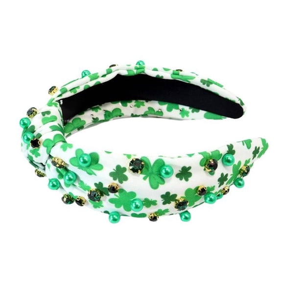 2026 New European and American Style Diamond-Studded Plaid Headband Retro Wide-Edge Printed Plant Knot Headband Holiday Hair Accessory for Women