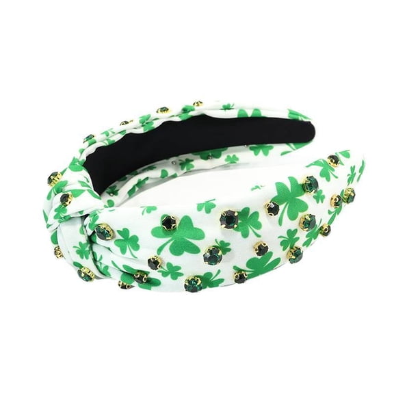 2026 New European and American Style Diamond-Studded Plaid Headband Retro Wide-Edge Printed Plant Knot Headband Holiday Hair Accessory for Women