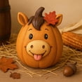 thumbnail image 1 of 2026 New Farm Animal Pumpkin Figurines - Fall Thanksgiving & Halloween Decorations - 5in Funny Farm Pig Animals Statue, Farmhouse Pumpkin Fall Figurines for Barnyard Harvest,Gift for Friends, 1 of 5
