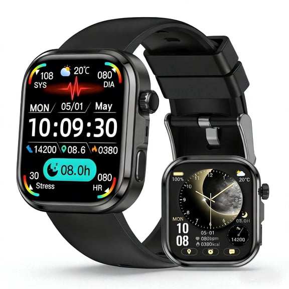 1.83" Full Touch Smart Watch, Bluetooth 5.3 Calling, AI Voice Assistant, Music Playback, SMS Alerts, Long Battery Life Fitness Tracker for Men & Women