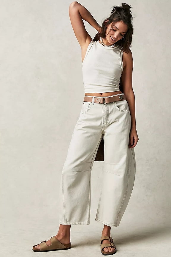 2026 New Fashionable Casual Women's Loose Wide-Leg Pants, Mid-Low Waist, Washed Denim Trousers