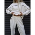 thumbnail image 1 of 2026 New Fashionable Long-Sleeved Striped Sweatshirt and Pants Sports Suit Casual Two-Piece Set for Women, 1 of 5