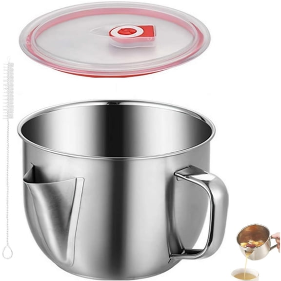 2026 New Fat Separator With Dual Spout Design, Gravy Separator & Fat Separator Cup With Handle, 33 Oz Steel Gravy Fat Separator, Kitchen Gadgets with Heat-Resistant Handle for Cooking Soup & Stew