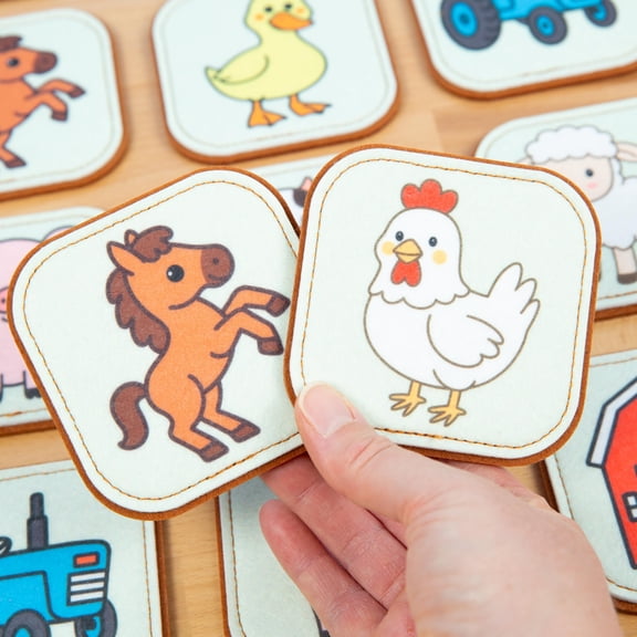 Exquisitely Made Memory Game, Classic Bright-colored Farm Animal Cards, Sturdy Structure, Durable Game for Daily Leisure