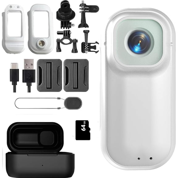 2026 New First-Person Perspective 4K HD Capture Camera, Waterproof Camera with Charging Case, Ultra Wide Angle HD 4K Action Camera, for Diving Cycling and Outdoors Activities (White,128G)