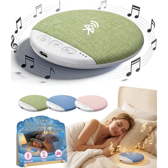 2026 New Flat Under Pillow Speakers for Sleeping, Bone Conduction Pillows Speaker Bluetooth, Hyundai Ultra-Thin aid with White Noise Timer, mini Portable Slim Wireless Bedside Speak(Green)