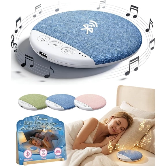 2026 New Flat Under Pillow Speakers for Sleeping, Bone Conduction Pillows Speaker Bluetooth, Hyundai Ultra-Thin aid with White Noise Timer, mini Portable Slim Wireless Bedside Speak(Blue)