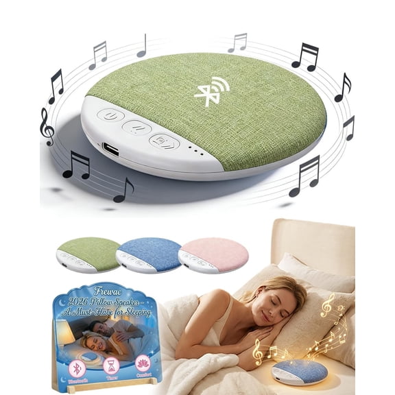 2026 New Flat Under Pillow Speakers for Sleeping, Bone Conduction Pillows Speaker Bluetooth, Private Ultra-Thin Aid with White Noise Timer, Mini Portable Slim Wireless Bedside Speak