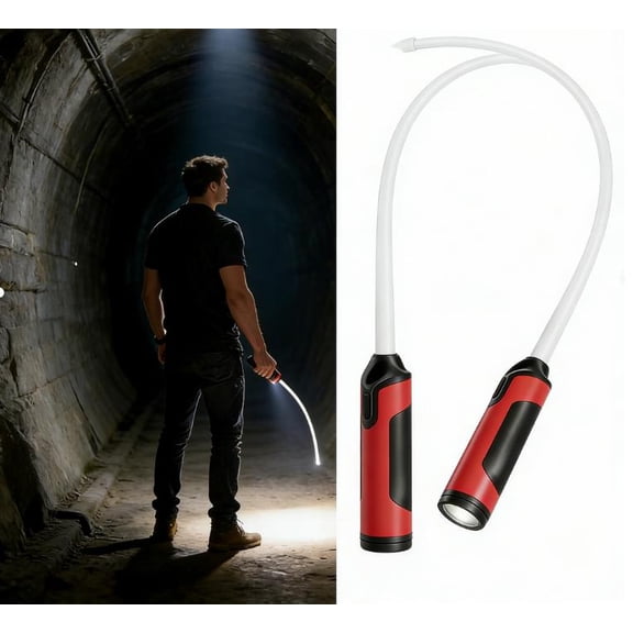 Flexible LED Flashlight Stick-7 Hour Continuous Use, 30" Durable Bendable Rechargeable Work Light for Mechanics, Car Repairs & Tight Corners (2Pcs)