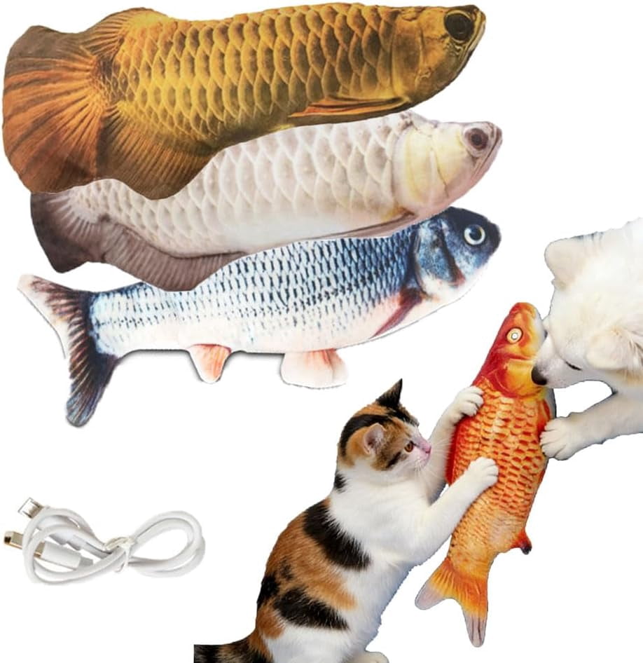 2026 New Flopping Fish Cat Toy Rechargeable, Small Floppy Fish Cattoy, Realistic Flopping Fishs Catnip Cat Toys, Interactive Chew & Kicker Toys, Pet Chew Toy for All Breeds (3Pcs)