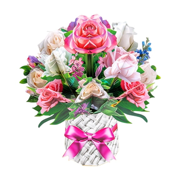 2026 New Flower Bouquet Pop Up Card, Ngxiha Birthday Cards with Music & Lights for Women and Mothers Day Card, Flower Bouquet and Butterfly Gift for Wife Mom Grandma, with Envelope