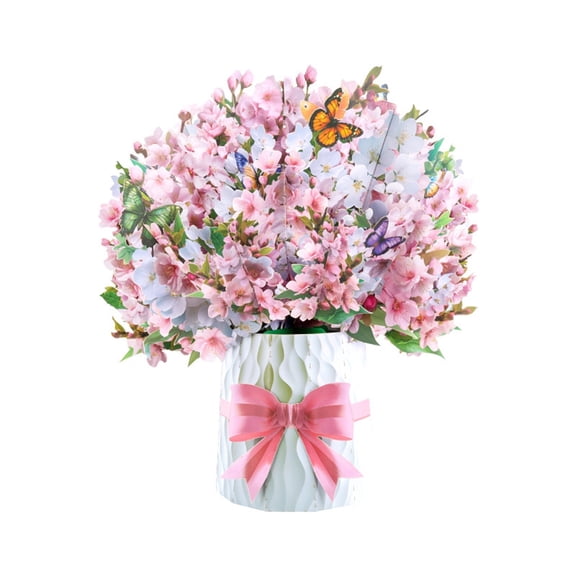 2026 New Flower Bouquet Pop Up Card, Ngxiha Birthday Cards with Music & Lights for Women and Mothers Day Card, Flower Bouquet and Butterfly Gift for Wife Mom Grandma, with Envelope