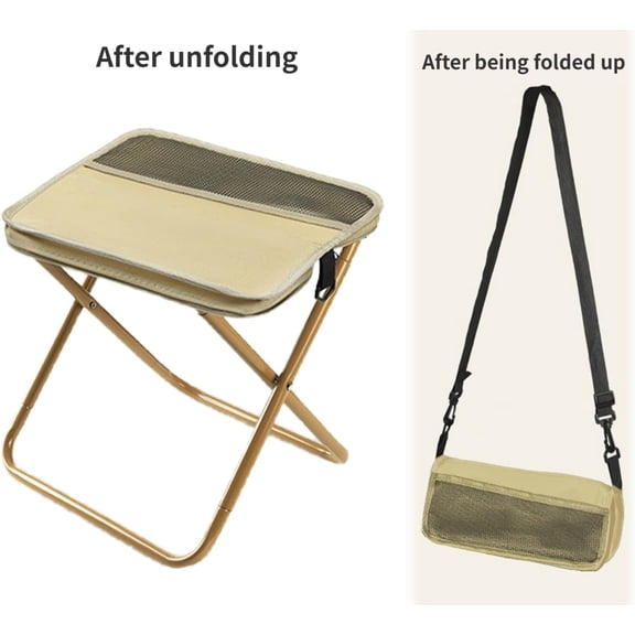 2026 New Foldable Backpack Stool,  Portable Folding Camping Stool, Tiny Foldable Stool which can Turn Into a Satchel, Lightweight Ultralight Pocket Chair, for Fishing Hiking Hunting  (Khaki, Medium)