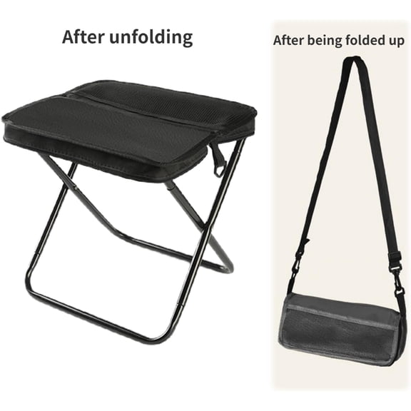 2026 New Foldable Backpack Stool,  Portable Folding Camping Stool, Tiny Foldable Stool which can Turn Into a Satchel, Lightweight Ultralight Pocket Chair, for Fishing Hiking Hunting  (Black, Large)