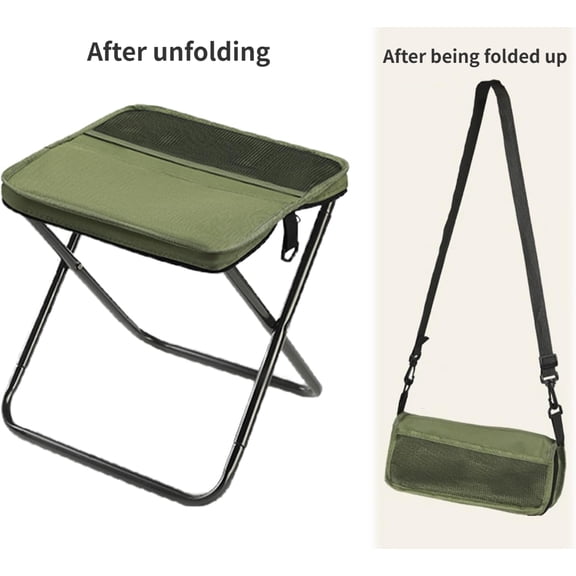 2026 New Foldable Backpack Stool,  Portable Folding Camping Stool, Tiny Foldable Stool which can Turn Into a Satchel, Lightweight Ultralight Pocket Chair, for Fishing Hiking Hunting  (Green, Large)