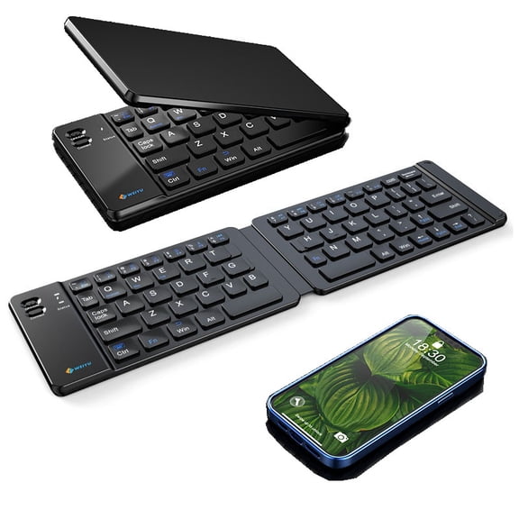 2026 New Foldable Bluetooth Keyboard - Portable keyboard, rechargeable full-size ultra-thin design, suitable for smartphones, tablets and laptops running iOS, Android and Windows systems.,black
