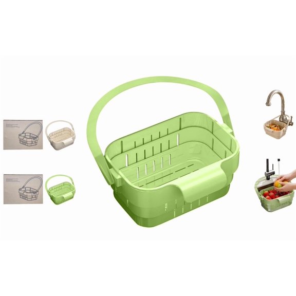 2026 New Foldable Hanging Sink Drain Basket – Smart Snap-On Design, Dishwasher-Safe Strainer for Kitchen Cleanup & Storage (Green with Box)