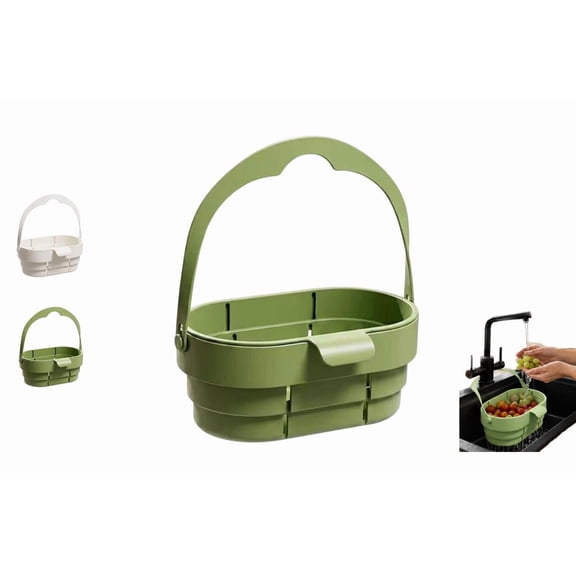 2026 New Foldable Hanging Sink Drain Basket – Smart Snap-On Design, Dishwasher-Safe Strainer for Kitchen Cleanup & Storage (Green)