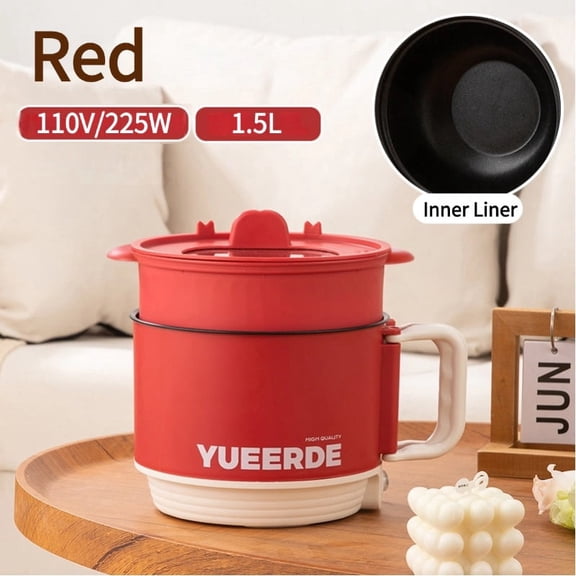 Foldable Mini Electric Hot Pot, 1 Person Multifunctional Integrated Electric Cooker for Stir Fry, Boiling, Stewing,red