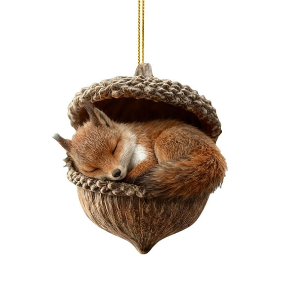 2026 New Forest Animal Acorn Ornaments, 2D Flat Acrylic Cute Cozy Forest Christmas Ornaments, Upgrade Christmas Woodland Creature Hanging Ornament Pine Cone Animal Decoration