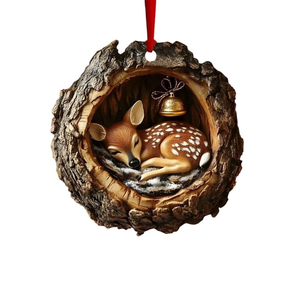 2026 New Forest Animal Acorn Ornaments, 2D Flat Acrylic Cute Cozy Forest Christmas Ornaments, Upgrade Christmas Woodland Creature Hanging Ornament Pine Cone Animal Decoration