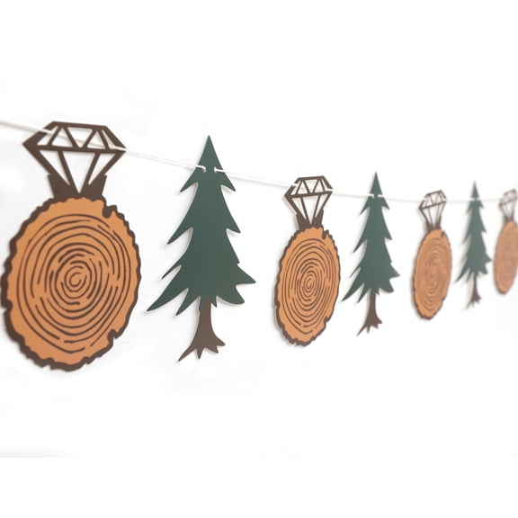2026 New Forest Birthday Party Set – Pine Tree & Diamond Shape Banner, Woodland Garland Adjustable 80", Rustic Fall Harvest Decoration for Family Gathering, Thanksgiving & Birthday Party