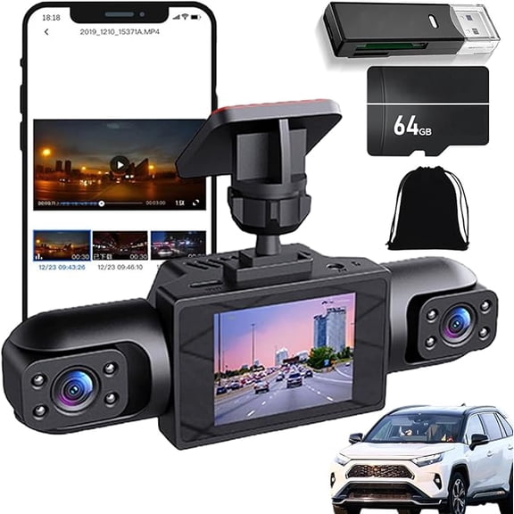 2026 New Four-Record Monitoring Driving Recorder, 360° Full View Car 4 Channel Dashcam System, 1080P HD with Infrared Lamps Night Vision, Parking Mode, Loop Recording, 64/128GB Card