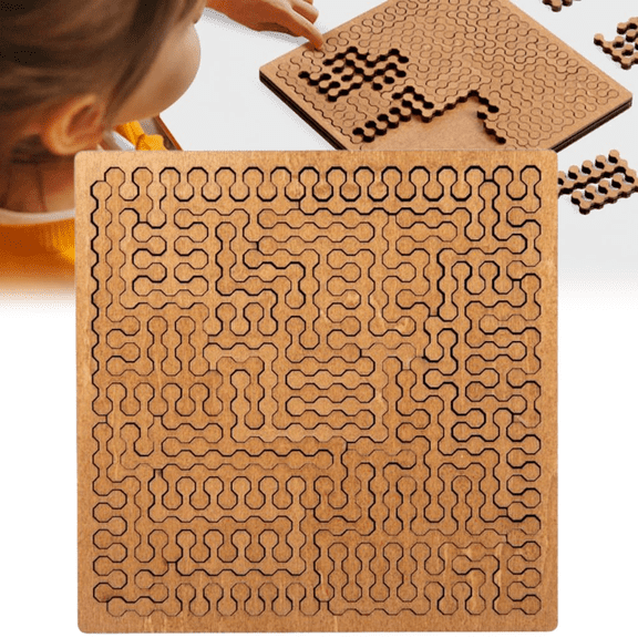 2026 New Fractal Tray Puzzle Hilbert Curve Brain Teaser for Adults & Teens,hard Irregular Wooden Geometric Logic Puzzle Game Challenging Mathematical Pattern for Puzzle Lovers