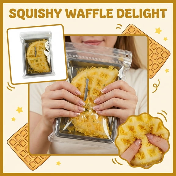 2026 New Fried Waffle Squeeze Balls for Adults, Fried Waffle Sensory Fidget, Slow Rising Squeeze Ball for Anxiety Relief, Fun Stretchy Stress for Everyone , Party Favors