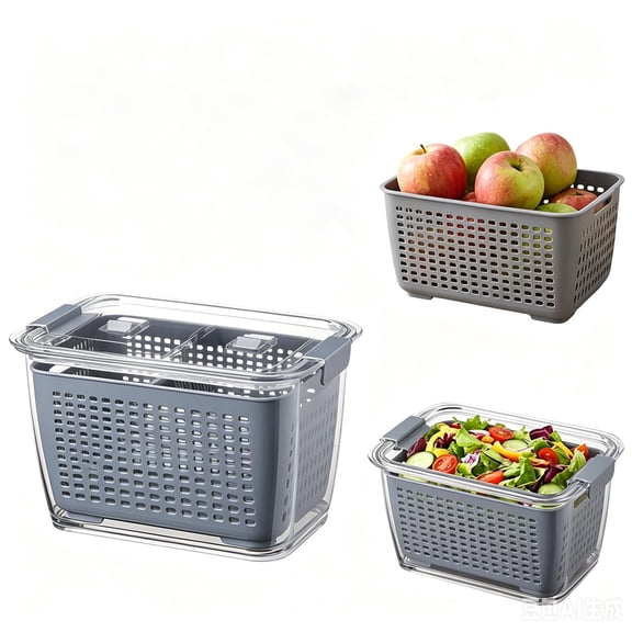 2026 New Fruit Storage Containers for Fridge, Airtight Produce Storage Containers with Removable Colander & Lids, Fridge Organizers for Berry, Fruit, Vegetables, Salad & Meal Prep
