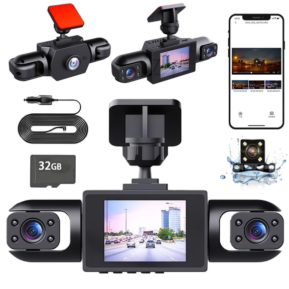 2026 New Full View Car Dashcam System, 360 4 Channel Dash Cam with 1080p Front Rear Left Right Cameras, Enhanced Night Vision, Parking Monitor for Cars, Trucks with 32GB Card (Quad Camera)