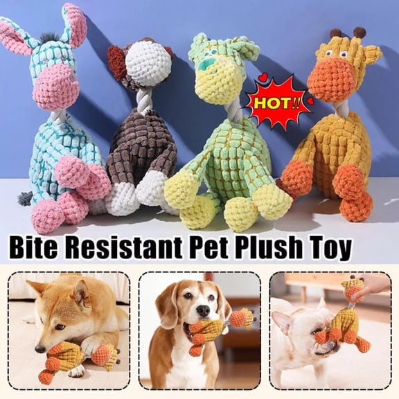 2026 New Funny Squeaker Dog Toy, Plush Dog Toy, Squeaky Dog Toy, Durable Dog Toys for Aggressive Chewers, Chew Toys for Dogs, Interactive Dog Toys for Boredom (Dog Brown)