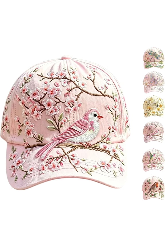 2026 New Garden Morning Baseball Cap, Adjustable Cotton Hummingbird Flowers Hat for Women Outdoor Wear