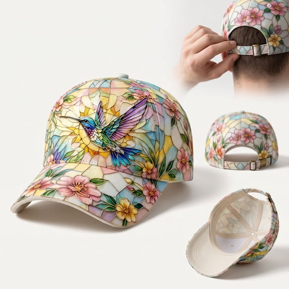 New Garden Morning Baseball Cap Fashion Adjustable Cotton Hummingbird Floral Bird Print Hat for Women Outdoor Wear Birds Cap