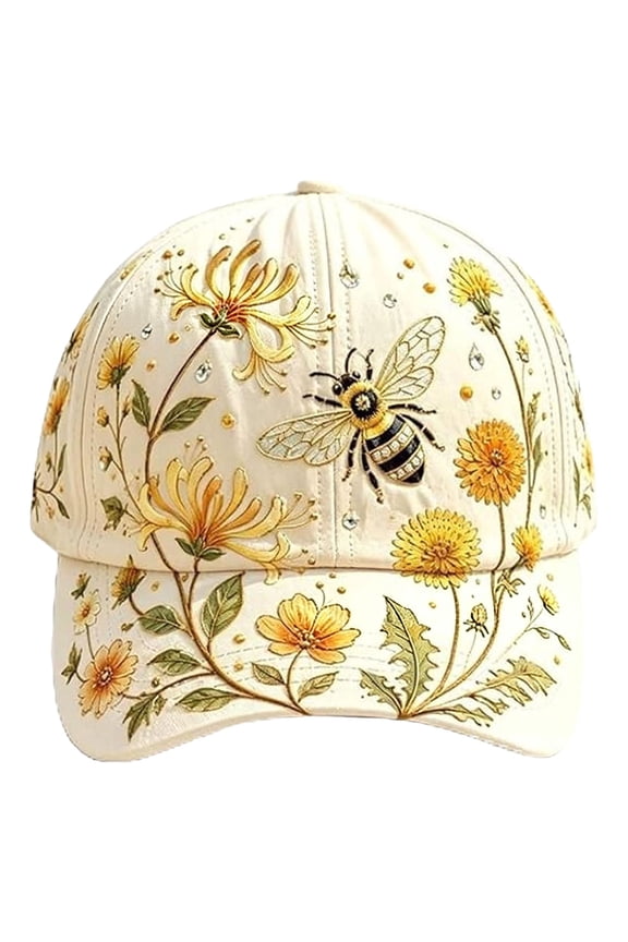 2026 New Garden Morning Baseball Cap Men & Women Botanical Bee Floral Printed Baseball Cap Lightweight Adjustable Casual Sun Hat for Unisex Outdoor Activities Wear