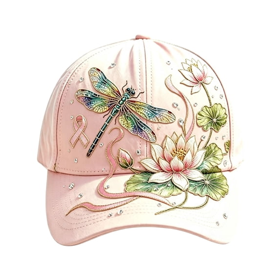 2026 New Garden Morning Baseball Cap Men & Women Dragonfly Lotus Ribbon Printed Baseball Cap Lightweight Adjustable Casual Sun Hat for Unisex Outdoor Activities Wear