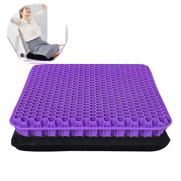 2026 New Gel Seat Cushion - Non-Slip Egg Seat Cushion Chair Pads - Office Chair Car Seat Cushion for Sciatica & Back Pain Relief - Cushion for Home, Wheelchair, Computer, Desk Chair, Truck(Purple)
