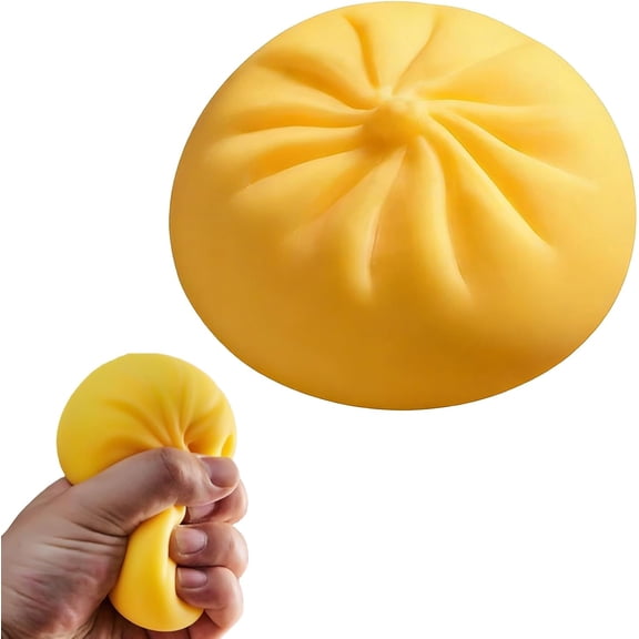 2026 New Giant Dumpling Squishy, Giant Glitter Dumpling, Mega Rainbow Dumplings Fidget, Large Stress Relief Sensory Ball,Soft Squeeze Decompression Dough Yellow no Steamed