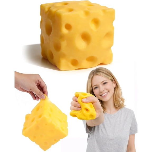 2026 New Giant Squishy Cheese Block, Big Cheese Squishy, Jumbo Squeeze Cheeses, Slow Rebound Cheese Cubes Squishy Toys Stress Balls, Soft Novelty Fidget for Relax, Focus (4.73 in)