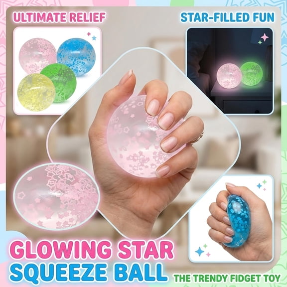 2026 New Glow in The Dark Stars, Star Sensory Fidget , 2.5 in Diameter, Silicone Sensory Fidget, Random Mixed Hues, 1 Pc, Anxiety Relief Items for