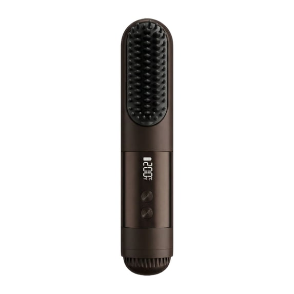 2026 New Go Brush Pro - 3 Temps Portable Cordless Hair Straightener Brush for Travel, Fast Heat & Led Digital Display, Cool Air Setting On The Back