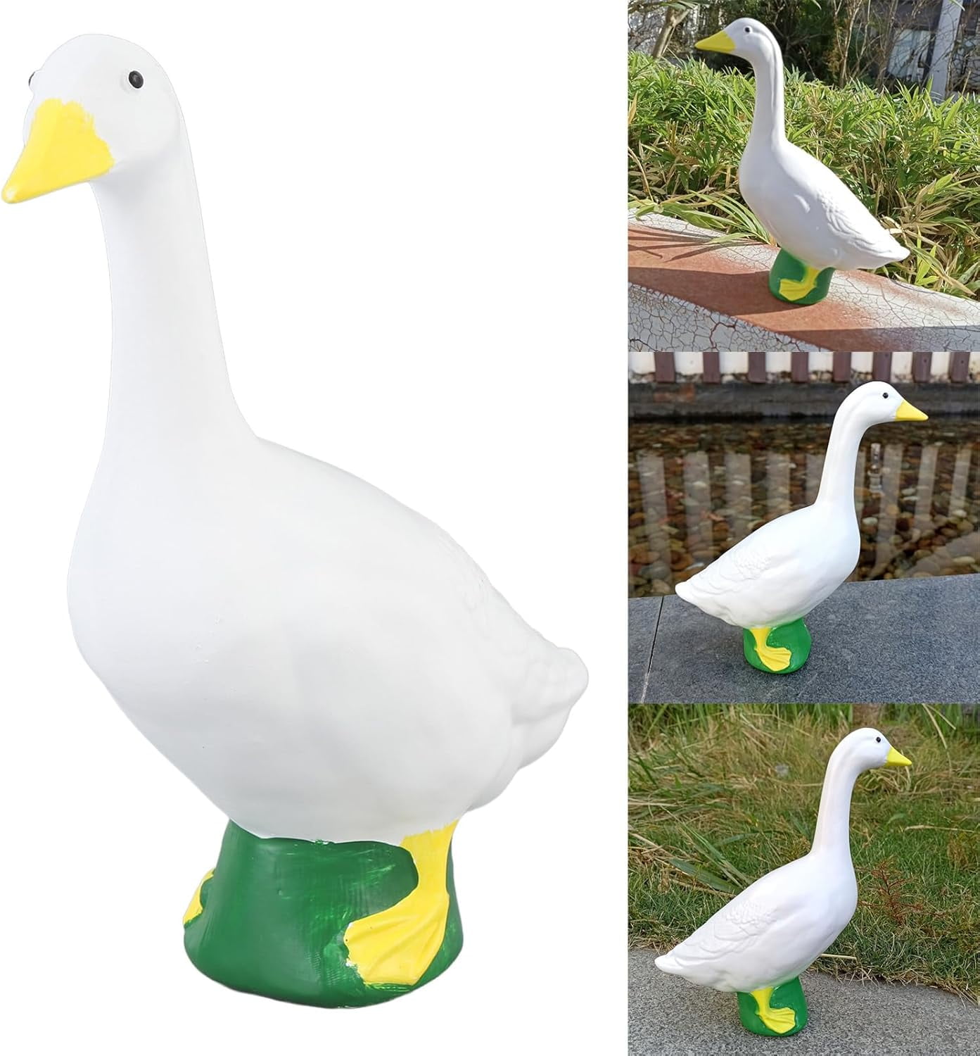 2026 New Goose Statue, Large White Geese Duck Garden Statues, Resin Porch Goose Wild Goose Outdoor Lawn Statue Art Decor Ornament, 7" Outdoor Duck Ornaments Resin