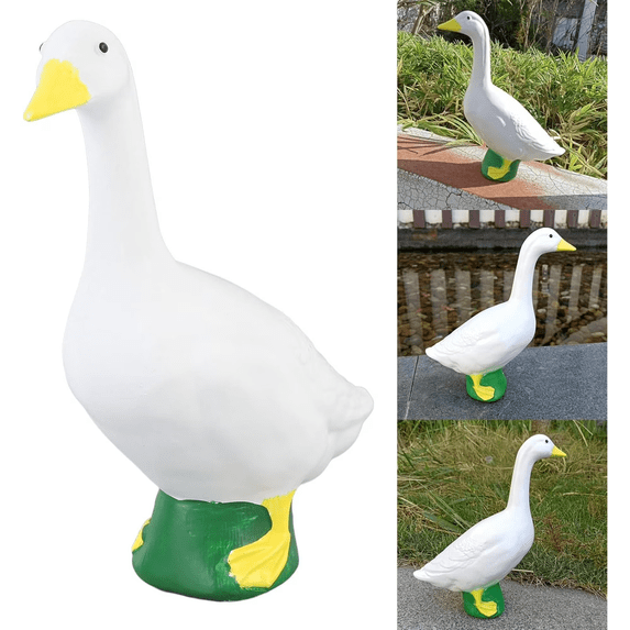2026 New Goose Statue, Large White Geese Duck Garden Statues, Resin Porch Goose Wild Goose Outdoor Lawn Statue Art Decor Ornament, 7" Outdoor Duck Ornaments Resin