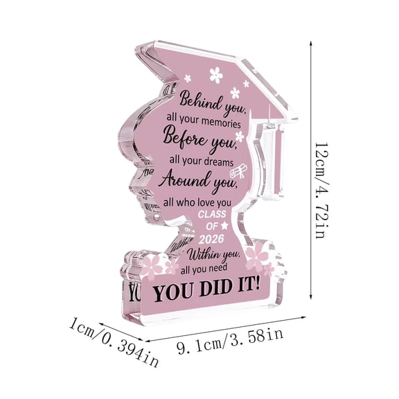 2026 New Graduation Theme Gift Flat Acrylic Keepsake Decor, Inspirational Tabletop Plaque For Graduates